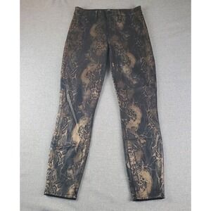 L'agence Margot Pants High Rise Brown Snake Print Skinny Leg Zip Fly